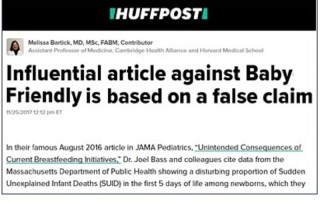 Huffpost screenshot: Influential article against Baby Friendly is based on a false claim