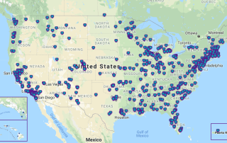 map indicating all Baby-Friendly certified facilities in the United States and Puerto Rico